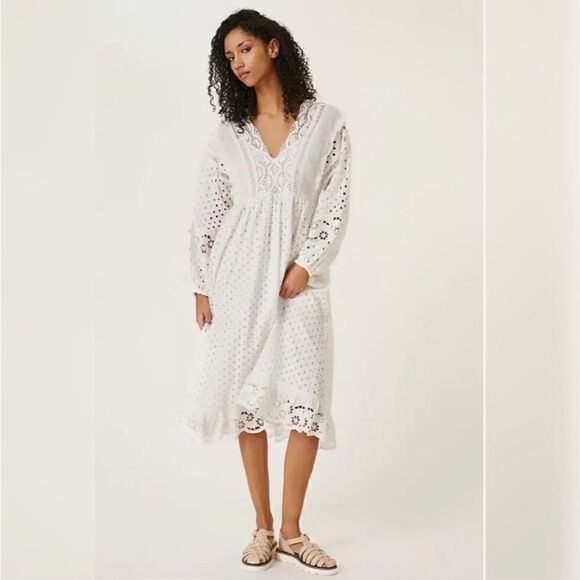 Anthropologie x Forever That Girl Eyelet Mix Maxi Dress Size S - Picture 1 of 8